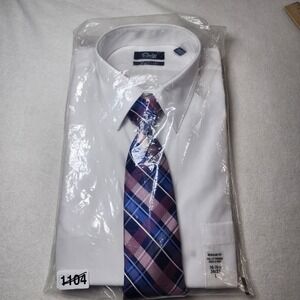 Studio 1735 Mens White Regular Fit Dress Shirt and Tie Set Size 16-16.5 36-37 L